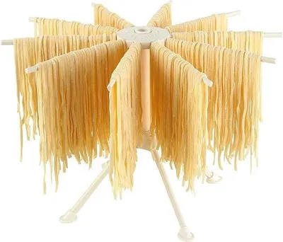 Produktbild von Unyqoos® Pasta-Trockner – faltbarer Spaghetti- und Nudeltrockner mit 10 ausziehbaren Armen, integrierter Transportstange, rutschfest, für bis zu 2 kg frische Pasta