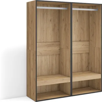 Image de COZY Armoire Vestiaire ouvert, 120x35x145 cm, Chambre à coucher, Vêtement, Dressing, Chêne