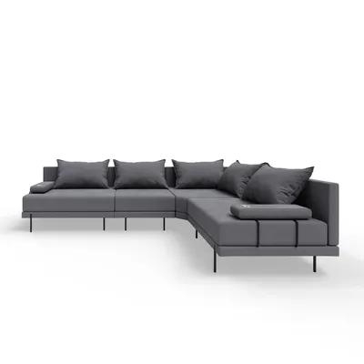Produktbild von TRADA Gartensofa lounge set Bahama M Dunkelgrau Gartenmöbel set Wasserabweisend Stoff Rechts L-form