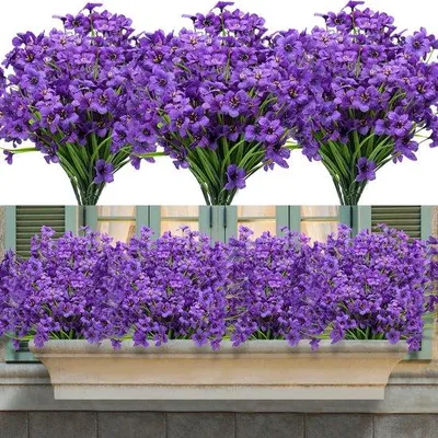 Produktbild von Unyqoos ® Wetterfeste Kunstblumen für Balkon und Garten - Set mit 16 Bundles, UV-beständig und pflegeleicht