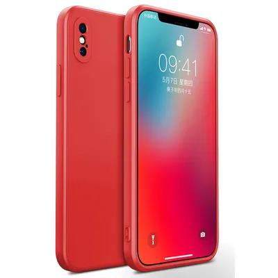 Obrázek produktu pro iPhone X Pouzdro, Tekuté Silikonové Gumové Pouzdro, Nárazuvzdorné a Odolné proti Poškrábání pro iPhone X červené