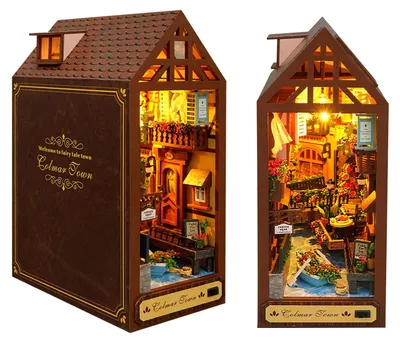 Image de Omgoods - Mini-bibliothèque - Kit de modélisme pour maison de poupée en bois