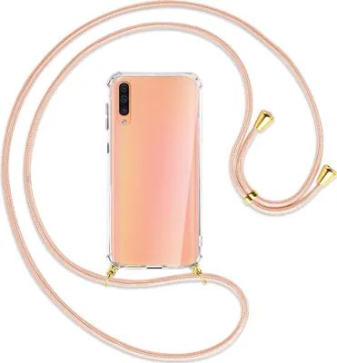 Produktbild von Handykette Backcover-Schutzhülle mit Band (Metall goldfarben) für Samsung Galaxy A50 - rose peach