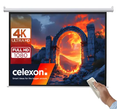 Produktbild von celexon basic Motor-Leinwand 110" | 200x200 cm 1:1 | elektrische Full-HD 4K Beamer-Leinwand für Heimkino oder Büro-Präsentationen | geeigent zur Deckenmontage oder Wandmontage | inkl. Fernbedienung
