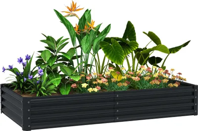 Image de Bac à plantes surélevé - Bac à plantes - Acier galvanisé - 180×90×30 cm - Gris foncé