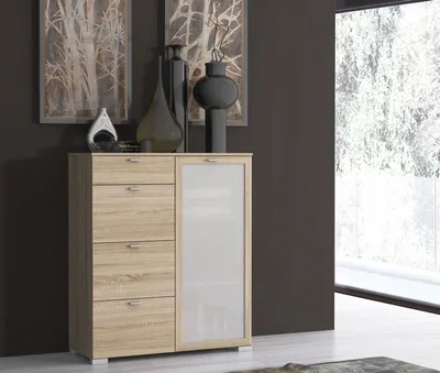 Image de Commode haute 100 cm en chêne Sonoma, 1 porte