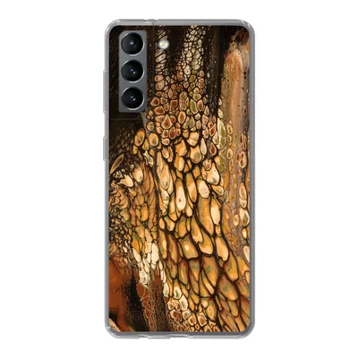 Produktbild von MuchoWow® Handyhülle Schutzhülle Hülle für Samsung Galaxy S21 Farbe - Braun - Farbe gießen Silikon Softcase Handy Hülle - Softcase