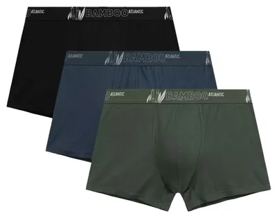 Zdjęcie produktu dla Bokserki Atlantic 3mh-231 w kolorach zielonym/czarnym/granatowym, rozmiar XXL, wykonane z bawełny bambusowej, rozmiar XXL