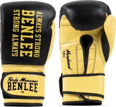 Produktbild von Boxhandschuhe aus Leder HARDWOOD Black/Yellow 10 oz BENLEE