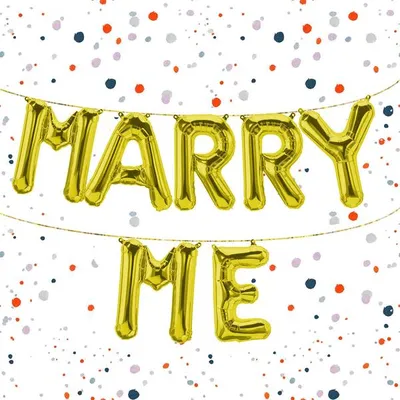 Produktbild von Folienballon Schriftzug Marry Me, Gold, ca. 40 cm für Luftbefüllung