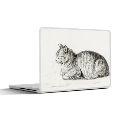 Produktbild von MuchoWow® Laptop Aufkleber Sticker Cover Liegende Katze - Gemälde von Jean Bernard 36.5x27.5 cm - Laptop-Sticker