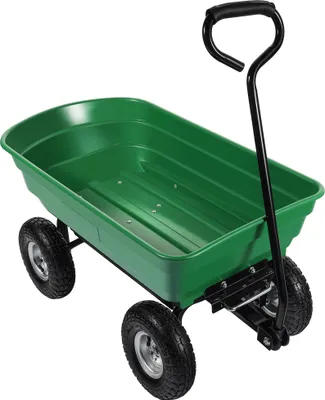 Produktbild von Wiltec Gartenwagen mit Kippfunktion bis 240 kg, Handwagen mit 75 l Volumen, Bollerwagen für Gartenarbeit, Handkarren für u. a. Rasen, Kies u. Schlamm