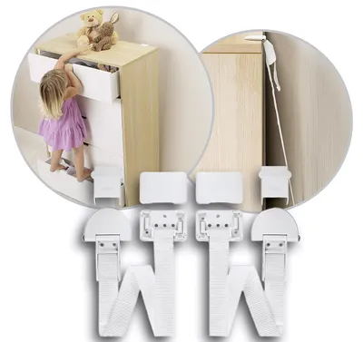 Obrázok produktu pre reer Furniture anti-tip kit, 1 kusov, Biela, Plast, 97 mm, 60 mm, 120 mm