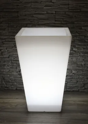 Produktbild von Großer LED Blumenkübel 69,5 x 45 cm beleuchtet RGB mit Fernbedienung Pflanzkübel modern Blumentopf Akku und Netzkabel Indoor § Outdoor
