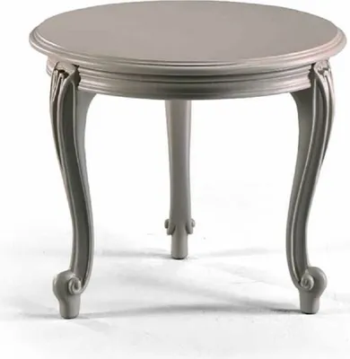 Runder Luxus Barock Massivholz Beistelltisch Grau