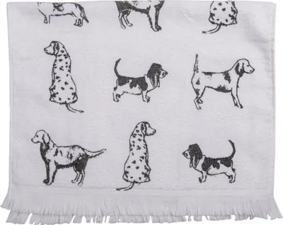 Produktbild von Clayre & Eef Gästehandtuch 40x66 cm Weiß Grau Baumwolle Hunde