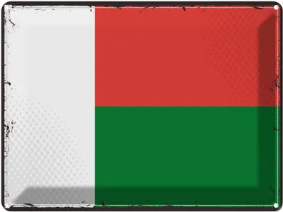 Produktbild von vianmo Blechschild 30x40 cm Madagaskars Retro Madagascar Flagge Fahne Wappen