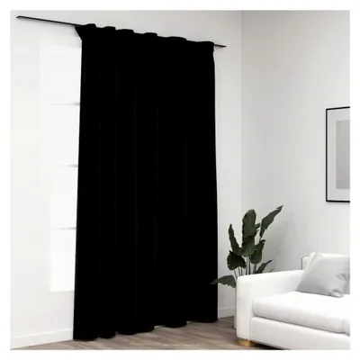 Produktbild von Verdunkelungsvorhang mit Haken, Thermovorhang in Leinenoptik, blickdicht, schwarz, 290x245cm