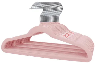 Kinder-Kleiderbügel, 32 Stück, Flausch, Antirutsch, Rosa