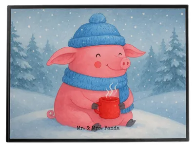 Produktbild von Mr. & Mrs. Panda schreibtischunterlage Schwein Glühwein Design - Weiß - Geschenk, arbeitsunterlage, bastelmatte, schreibtischunterlagen, Glühschwein, Weihnachtsmarkt