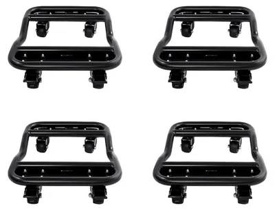 Produktbild von Rad-Dollies 4er-Set - Fahrzeug-Rangierhilfen - Stahl - Mit Bremse - Gesamttragfähigkeit 2721 kg - 16 Rollen - Schwarz