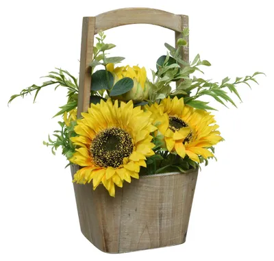 Sonnenblumen im Topf - Kunstblumen - Dekoblumen - H: 31cm - gelb