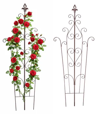 Immagine prodotto di Grate per rampicanti Relaxdays, set da 2, A x L: 100 x 40 cm, stile vintage, metallo, supporto per piante rampicanti, giardino, piante in vaso, marrone
