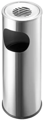 Produktbild von helit Edelstahl Papierkorb mit Ascher rund silber aus Edelstahl