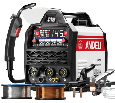Immagine prodotto di Saldatrice, inverter IGBT, funzionalità 4-in-1, MIG-145 con sistema di raffreddamento ad aria