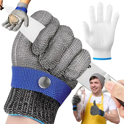 Produktbild von Kettenschutzhandschuhe, schnittfeste Handschuhe, Küchenhandschuhe zum Fleischschneiden, schnittfeste Küchenhandschuhe Stufe 9, schnittfeste Edelstahlhandschuhe, schnittfeste Handschuhe