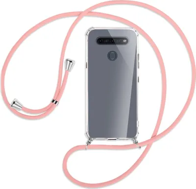 Produktbild von Handykette Backcover-Schutzhülle mit Band (Metall silberfarben) für LG K51S LM-K510 - rosa