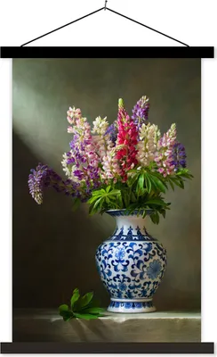 Produktbild von MuchoWow® Textilposter Stilleben - Vase - Blumen 120x180 cm mit schwarzem Rahmen - Fotos