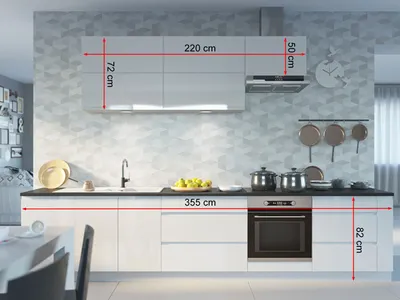 Produktbild von Feldmann-Wohnen Küchenzeile FLORENCE, modern, 9-teilig, signalweiß Hochglanz, Teilauszug, aus Spanplatte, MDF, Metall, mit Blum AVENTOS Beschlagsystem und Airtic-System
