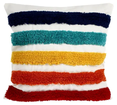 Produktbild von Bestickter Kissenbezug aus Canvas in buntem Regenbogen für Wohnzimmer und Sofa, strapazierfähige und pflegeleichte Kissenhülle