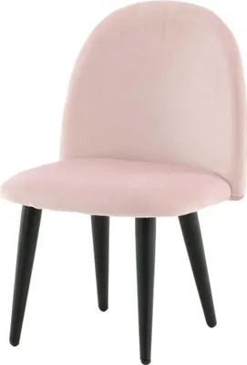 Produktbild von FURNLUX Kinderzimmerstuhl Samt Hellrosa Und Schwarz 40cm / Hauptfarbe: Rosa / Abmessungen: 40 x 42 x 61 cm