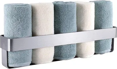 Image de Porte-serviettes de salle de bain, sans perçage, 40 cm, acier inoxydable, autocollant