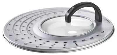Produktbild von Spritzschutz 31 cm Durchmesser, Kohlenstoffstahl-Glas, mit Feuchtigkeitsaustritt, leicht zu reinigen