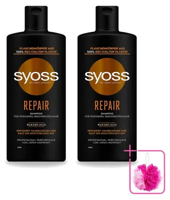 Imagen del producto de 2 champús Syoss Repair, para cabello dañado y quebradizo, 440 ml cada uno, pack ahorro, 2 unidades