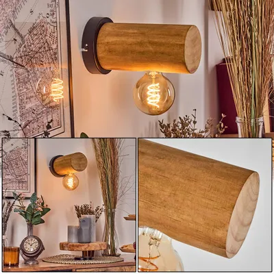 Produktbild von Bibbiena Wandlampe aus Metall/Holz in Schwarz/Braun