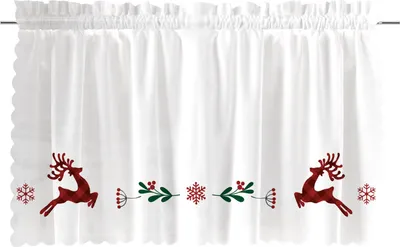 Produktbild von MARKIZETA | Bistrogardine - Weihnachtsvorhang - 100 x 40 cm - weiß rot - Weihnachtshirsch - Scheibengardine