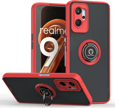 Produktbild von OPPO A36 Hülle, Ring Halter Ständer Matte Transluzent TPU Rahmen Stoßfest Schutzhülle für OPPO A36 Rot