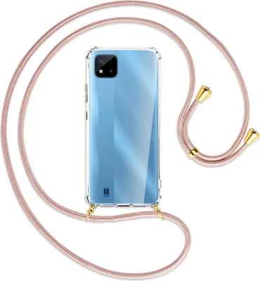 Produktbild von Handykette Backcover-Schutzhülle mit Band (Metall goldfarben) für Realme C11 2021 / C20 / C20A - roségold