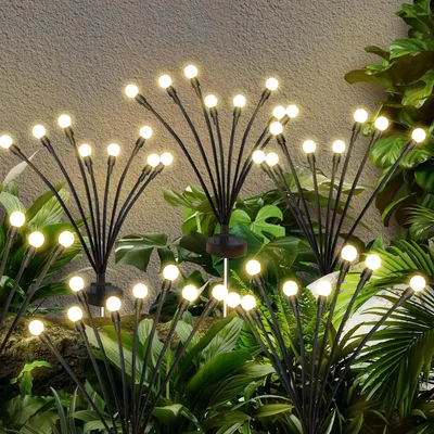 Obrázok produktu pre Osvetlenie záhrady – lampy s efektom plameňa – vonkajšie dekoračné osvetlenie – solárne – 4 kusy – teplá farba