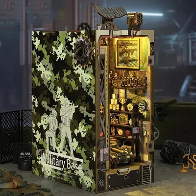 Image de Maison miniature Book Nook - Military world - Puzzle 3D - 200 pièces - Maison miniature en bois - avec éclairage LED