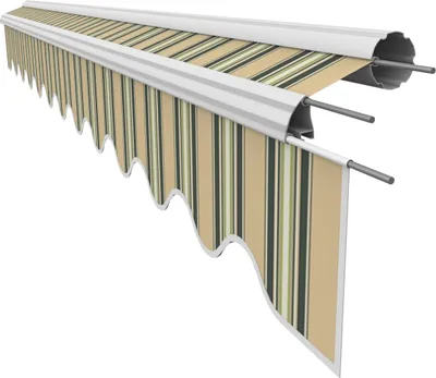 Produktbild von VANA Markisenstoff mit Volant für 3 x 2,5 m Markisen Markisenersatzstoff fertig genäht Maß Bespannung 2,82 x 2,5 m Volant 2,82 x 0,21 m Design SPD066
