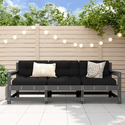 Produktbild von Design Möbel 3-tlg. Garten-Lounge-Set Grau Massivholz Kiefer - 2024 Neu