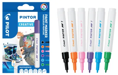 Produktbild von PILOT PINTOR Kreativmarker 6er Set – 1mm feine Spitze, Fun Farben