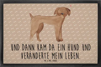 Produktbild von Mr. & Mrs. Panda Fussmatte Hund Dogge 60 x 90 cm - Hundeglück - Geschenk, Türmatte, fußmatte, Hunde, Deutsche, Fußabstreifer, Schmutzfangmatte, Schmutzmatte, Herz