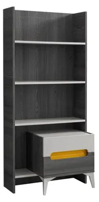 Produktbild von Bücherregal Grau Regal Schrank Holz für Kinderzimmer Jugendzimmer Möbel