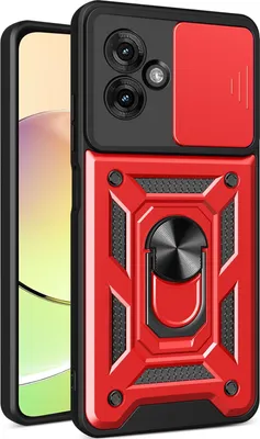 Image de Etui pour Motorola Moto G55, étui en silicone avec anneau de protection, protection de l'appareil photo Rouge